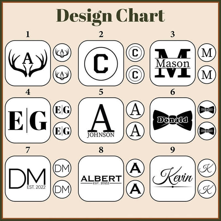 1 Pair Classic Custom Name Wooden Cufflinks with Box