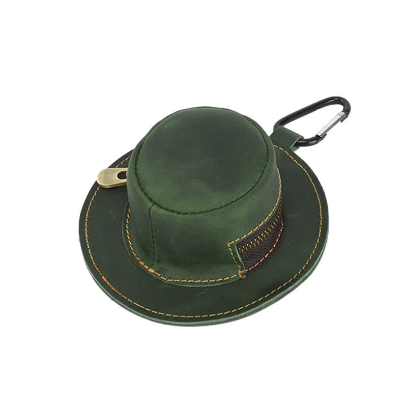 Western Cowboy Hat Shape Retro Coin Leather Bag - Green - image 12