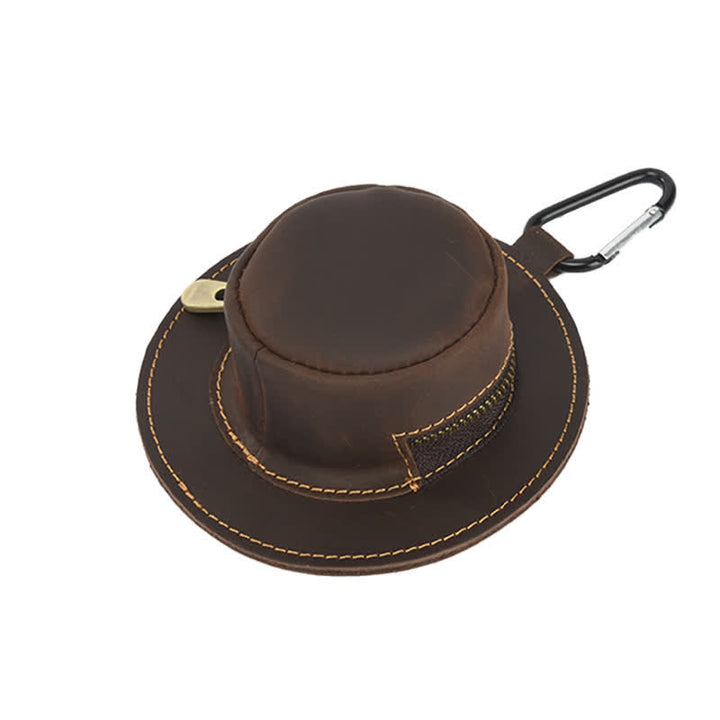 Western Cowboy Hat Shape Retro Coin Leather Bag - Coffee - image 2