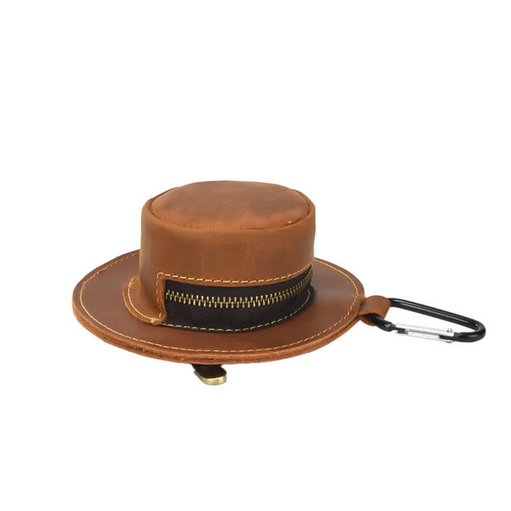 Western Cowboy Hat Shape Retro Coin Leather Bag - image 6
