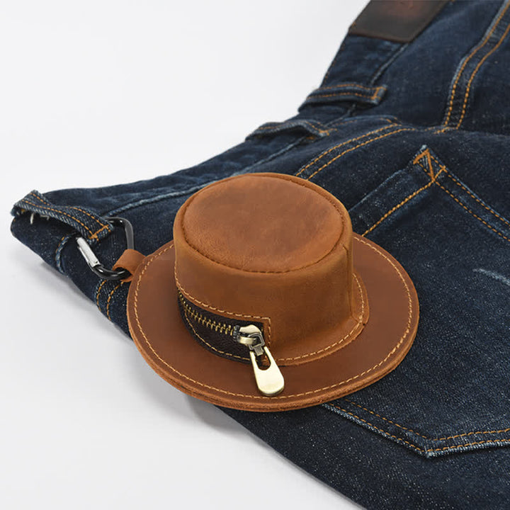 Western Cowboy Hat Shape Retro Coin Leather Bag - image 5