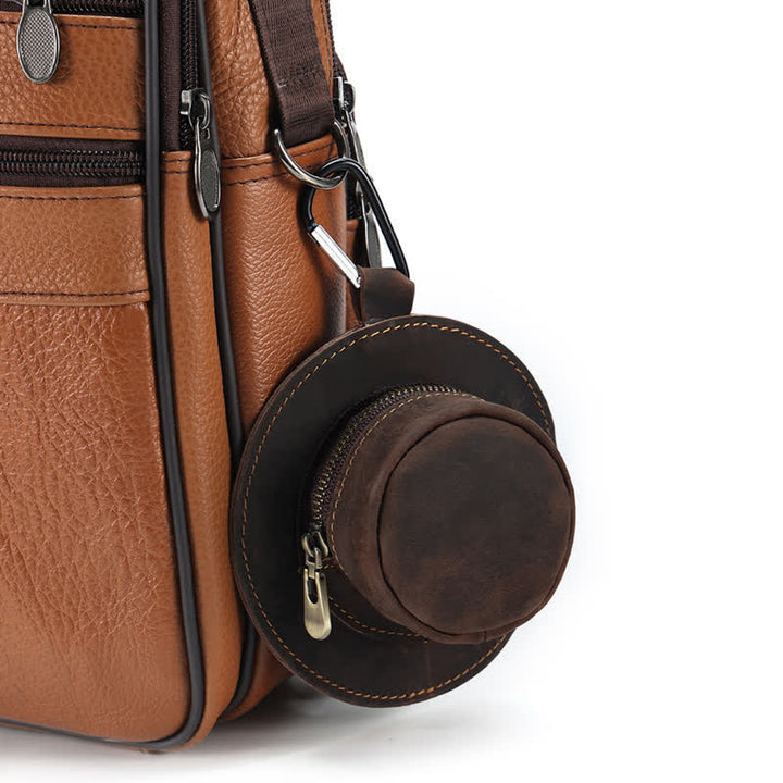 Western Cowboy Hat Shape Retro Coin Leather Bag - image 1
