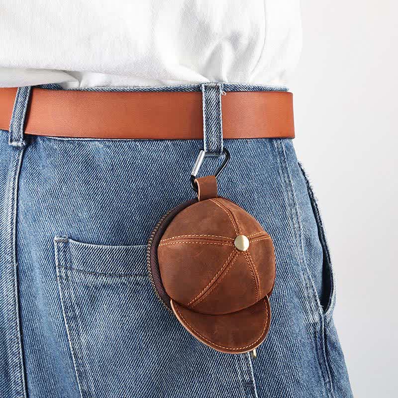 Baseball Hat Shape Creative Coin Leather Bag - image 0