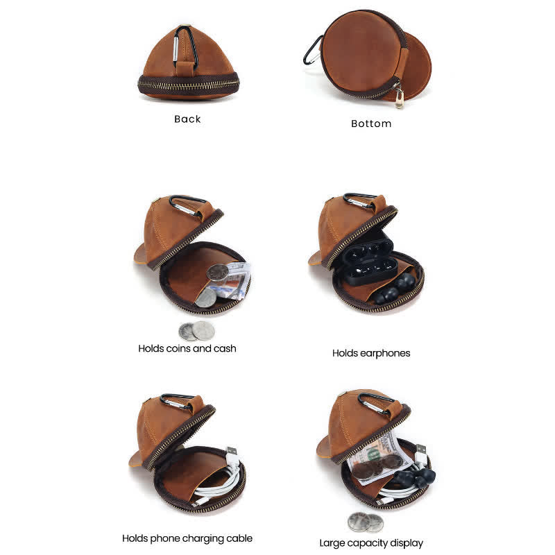 Baseball Hat Shape Creative Coin Leather Bag