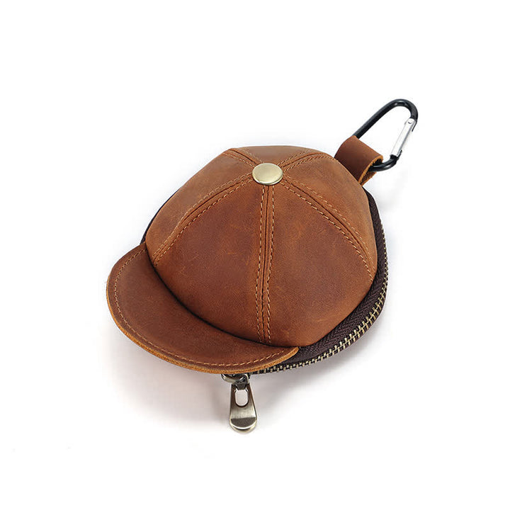 Baseball Hat Shape Creative Coin Leather Bag - Brown - image 2