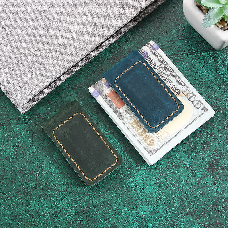 Custom Name Wedding Gift Idea Leather Magnetic Money Clip