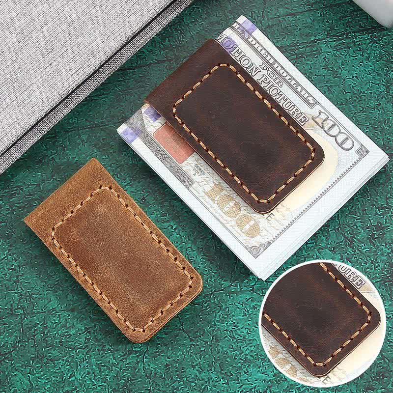 Custom Name Wedding Gift Idea Leather Magnetic Money Clip - image 1