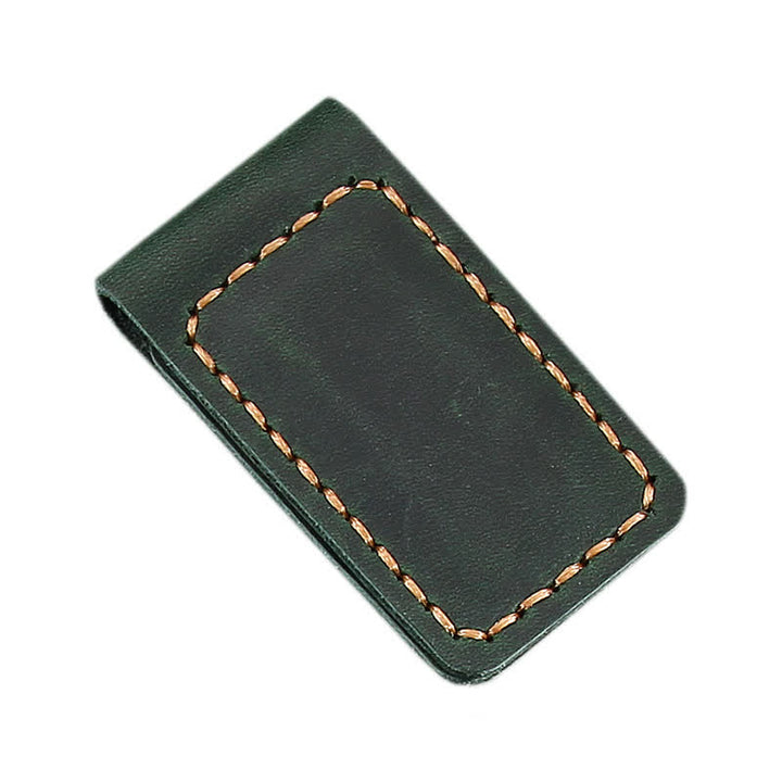 Custom Name Wedding Gift Idea Leather Magnetic Money Clip - Dark Green - image 9