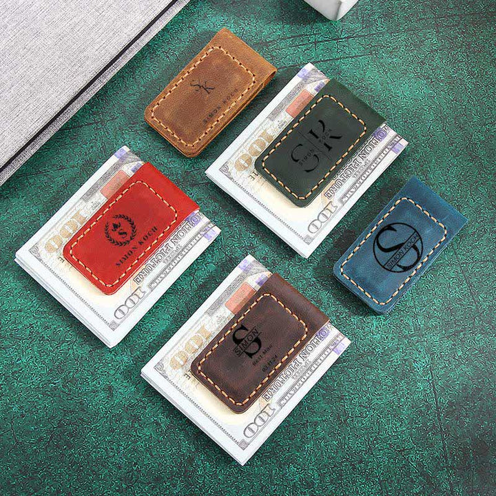 Custom Name Wedding Gift Idea Leather Magnetic Money Clip - image 0