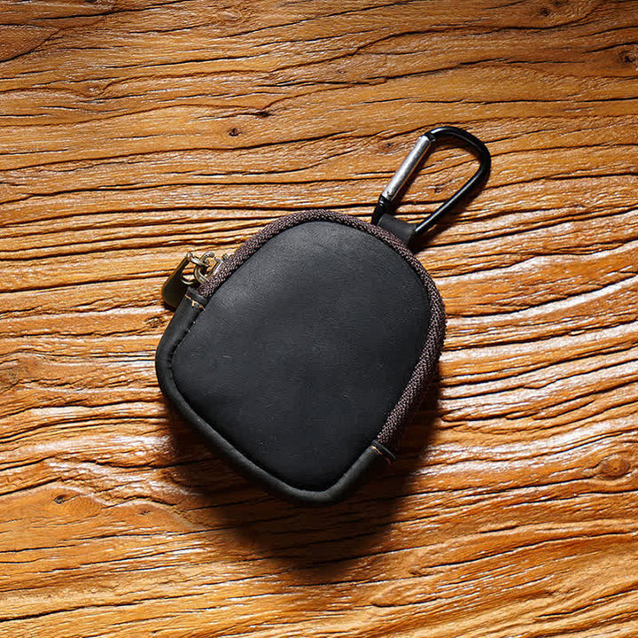 Keychain Zipper Shell Coin Genuine Leather Bag