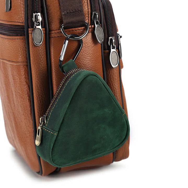Small Triangle Coin Wallet Zipper Pocket Leather Case - image 5