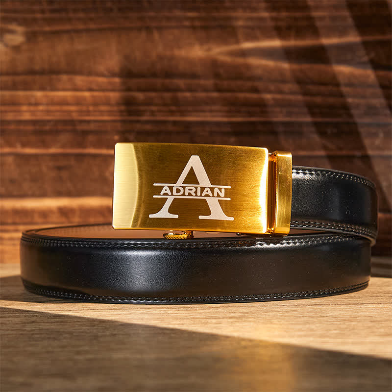 Gold Personalized Gift Idea Custom DIY Automatic Buckle Leather Belt - image 0