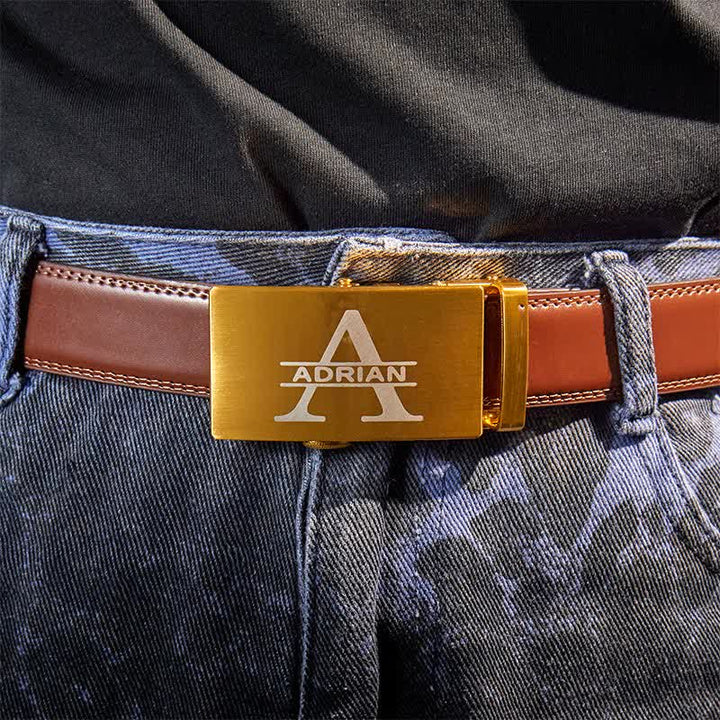 Gold Personalized Gift Idea Custom DIY Automatic Buckle Leather Belt - image 7