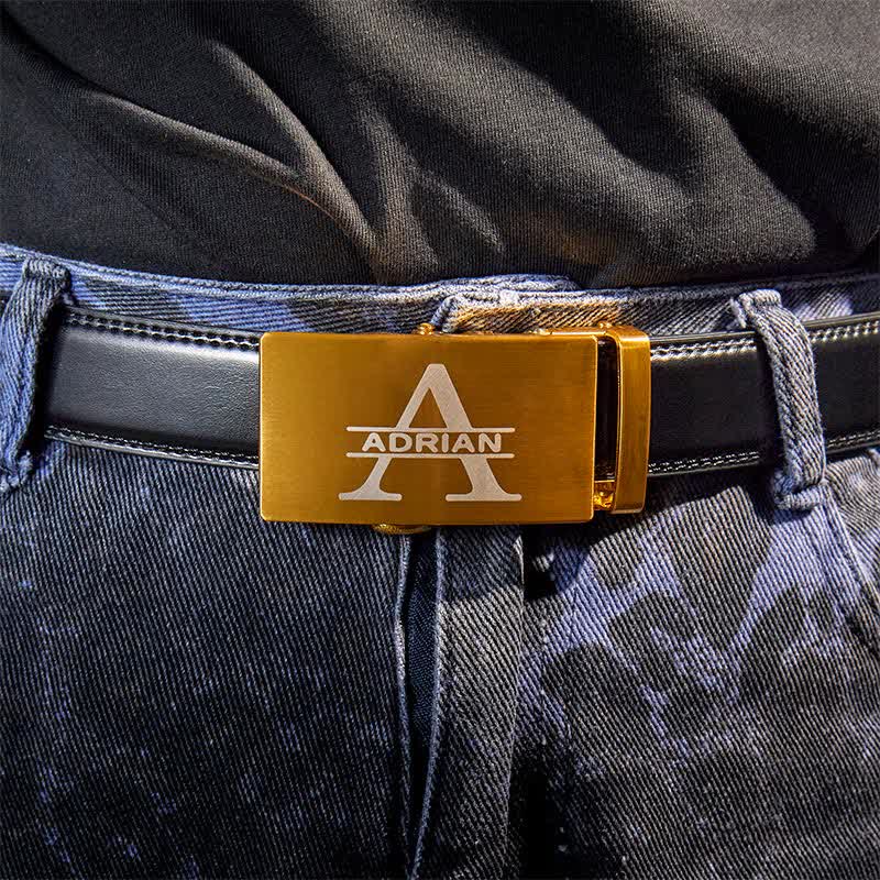 Gold Personalized Gift Idea Custom DIY Automatic Buckle Leather Belt - image 1