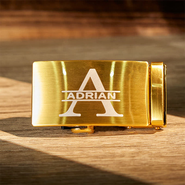 Gold Personalized Gift Idea Custom DIY Automatic Buckle Leather Belt - Gold-Custom - Without Belt - Not Included Belt - image 2