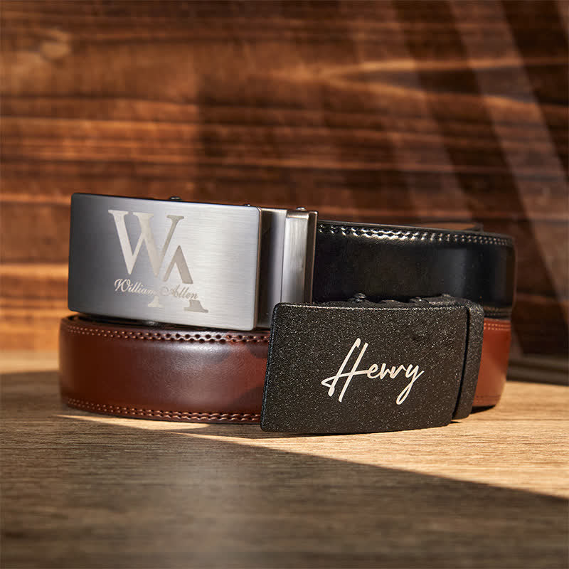 Personalized Gift Idea Custom DIY Automatic Buckle Leather Belt - image 0