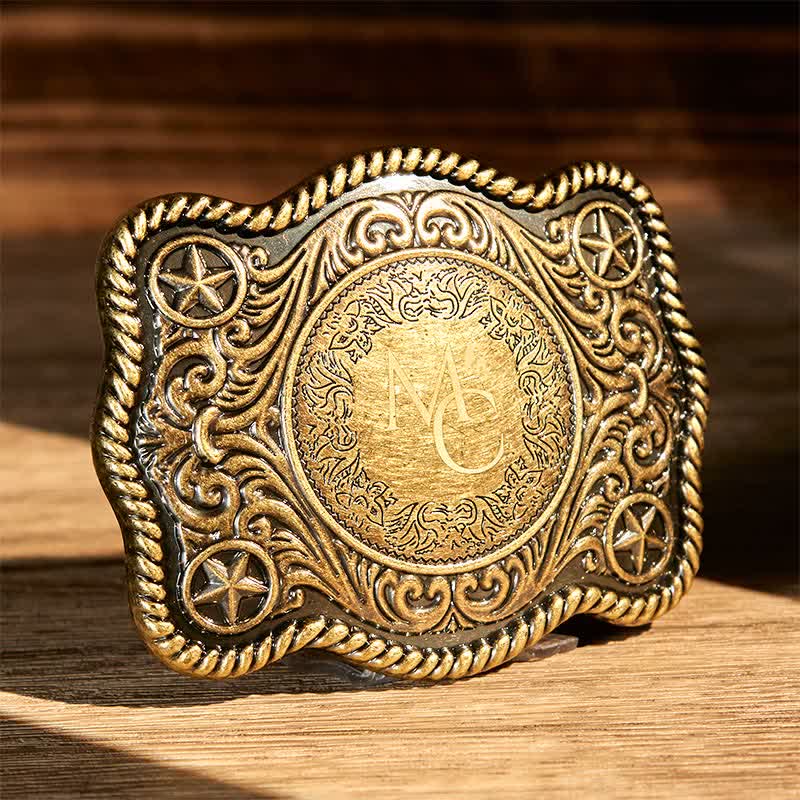 Custom Monogram Name DIY Carved Western Buckle Leather Belt - image 1