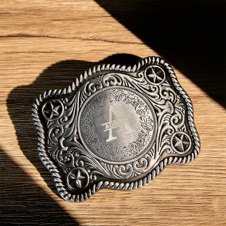 Custom Monogram Name DIY Carved Western Buckle Leather Belt - image 13