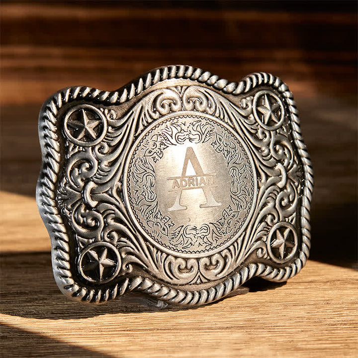 Custom Monogram Name DIY Carved Western Buckle Leather Belt - image 14