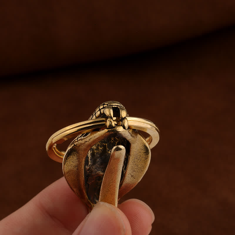 Solid Brass Snake Head Statue Belt Clip Keychain - image 3