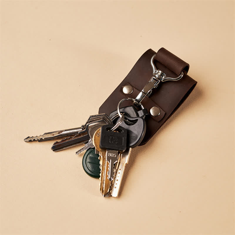Retro Distressed Leather Belt Loop Keychain - image 1