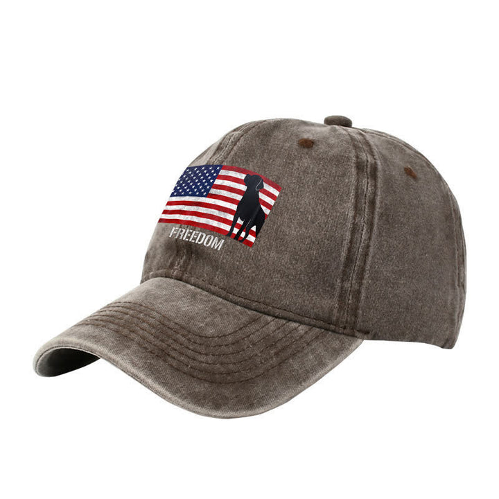 American Flag Dogs & Freedom Embroidered Adjustable Baseball Cap
