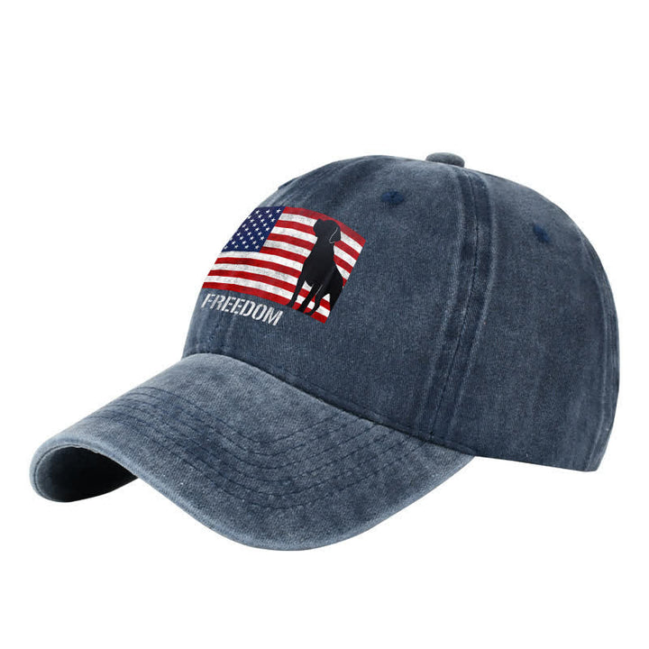 American Flag Dogs & Freedom Embroidered Adjustable Baseball Cap