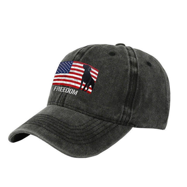 American Flag Dogs & Freedom Embroidered Adjustable Baseball Cap