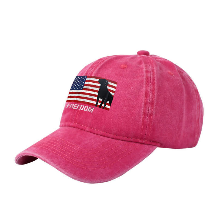 American Flag Dogs & Freedom Embroidered Adjustable Baseball Cap