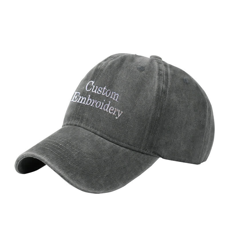Custom Text Personalized Embroidered Adjustable Baseball Cap - Gray - Adjustable (About 21 5/8"-23 1/4") - image 2