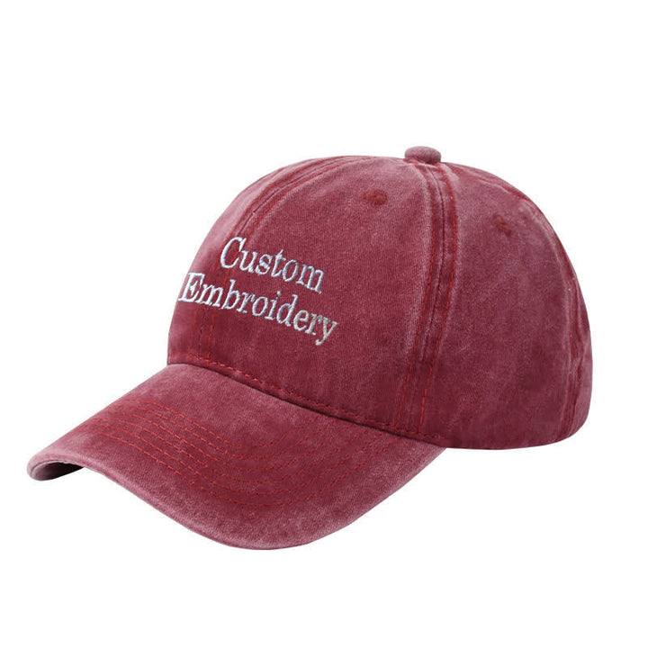 Custom Text Personalized Embroidered Adjustable Baseball Cap - Burgundy - Adjustable (About 21 5/8"-23 1/4") - image 0