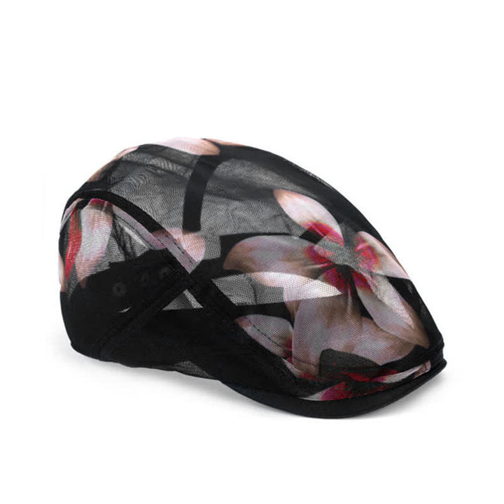 Women's Stylish Flower Pattern Hollowed-out Mesh Beret Hat