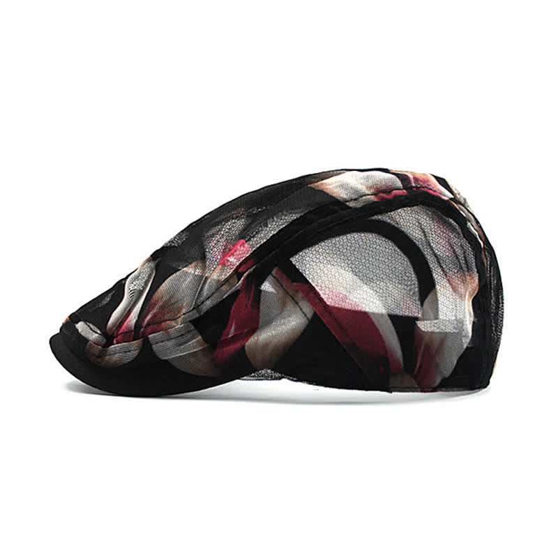 Women's Stylish Flower Pattern Hollowed-out Mesh Beret Hat