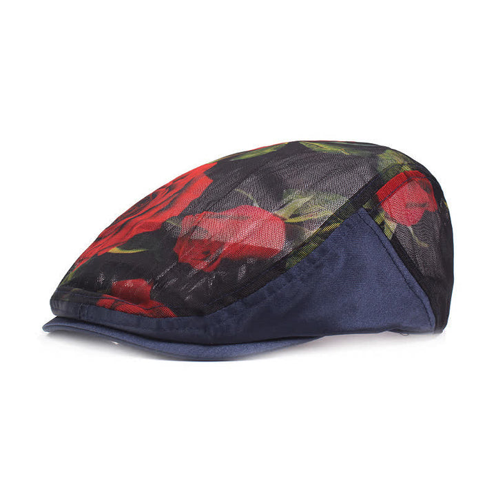 Women's Stylish Flower Pattern Hollowed-out Mesh Beret Hat