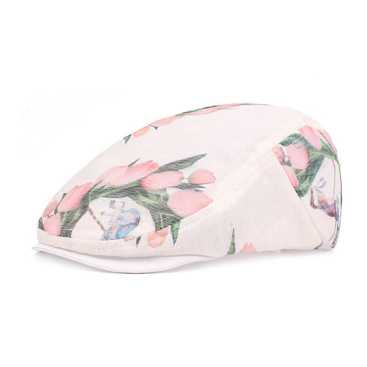 Women's Stylish Flower Pattern Hollowed-out Mesh Beret Hat