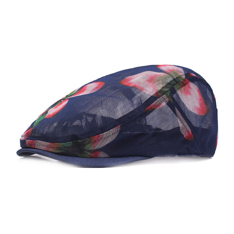 Women's Stylish Flower Pattern Hollowed-out Mesh Beret Hat