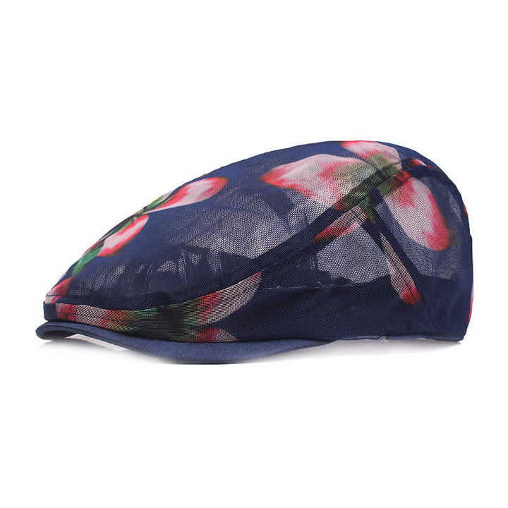 Women's Stylish Flower Pattern Hollowed-out Mesh Beret Hat