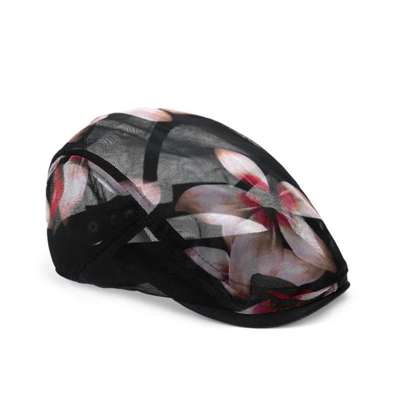 Women's Stylish Flower Pattern Hollowed-out Mesh Beret Hat - image 2