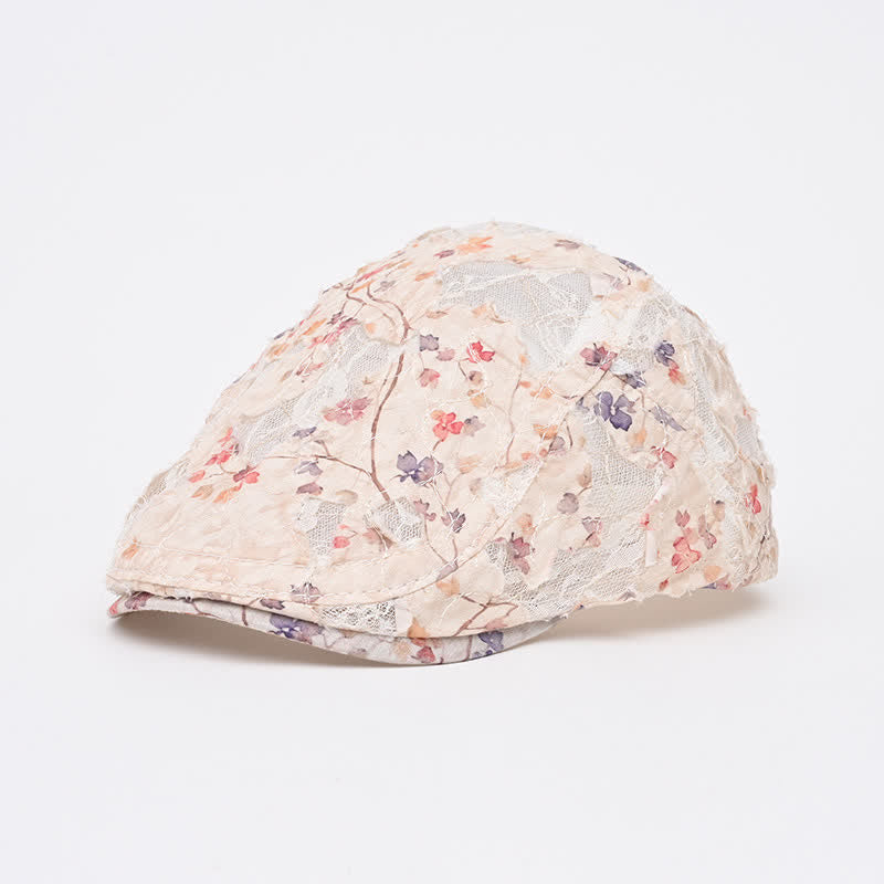 Retro Aged Perforated Mesh Fabric Beret Hat