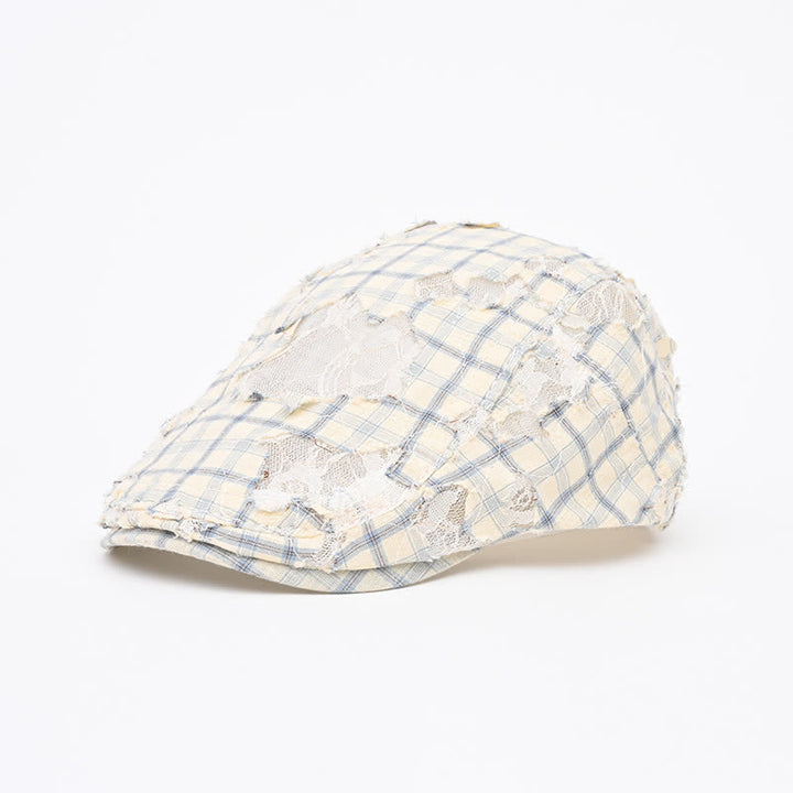 Retro Aged Perforated Mesh Fabric Beret Hat
