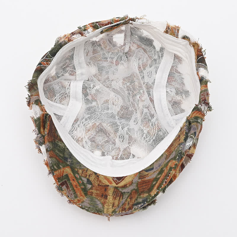 Retro Aged Perforated Mesh Fabric Beret Hat