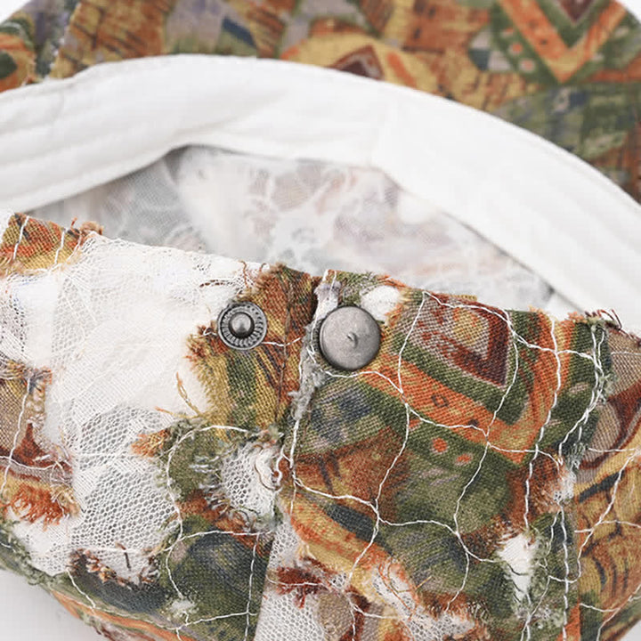 Retro Aged Perforated Mesh Fabric Beret Hat