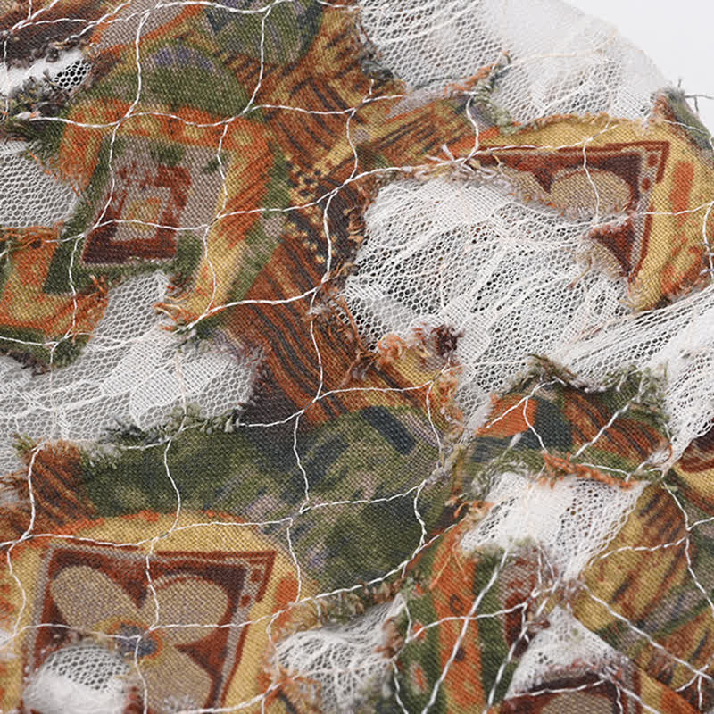 Retro Aged Perforated Mesh Fabric Beret Hat