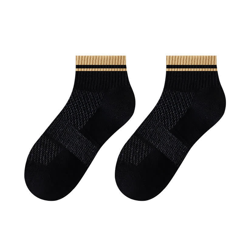 Men's Mesh Ribbed Design Thin Summer Short Socks - Black - 6 Pairs - One Size (US 7 - US 9.5) - image 12