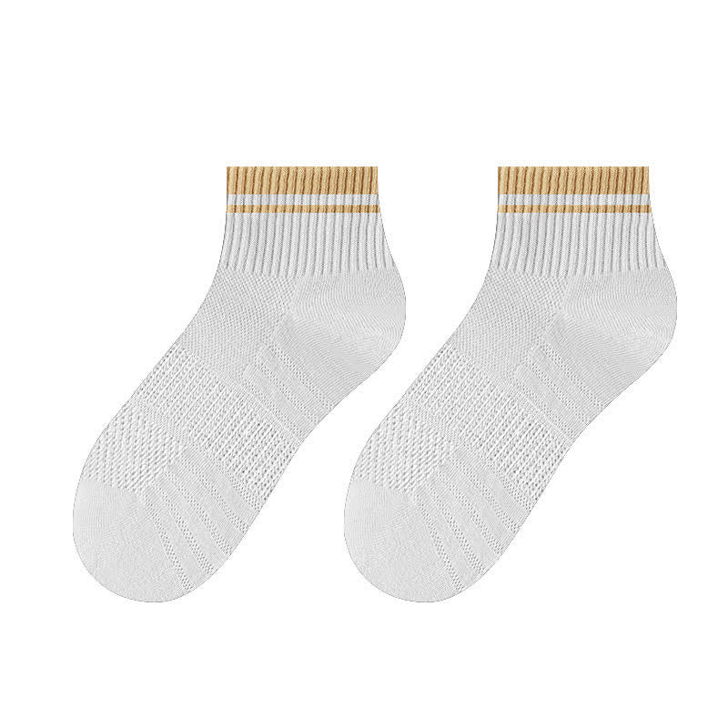 Men's Mesh Ribbed Design Thin Summer Short Socks - Light Gray - 6 Pairs - One Size (US 7 - US 9.5) - image 14