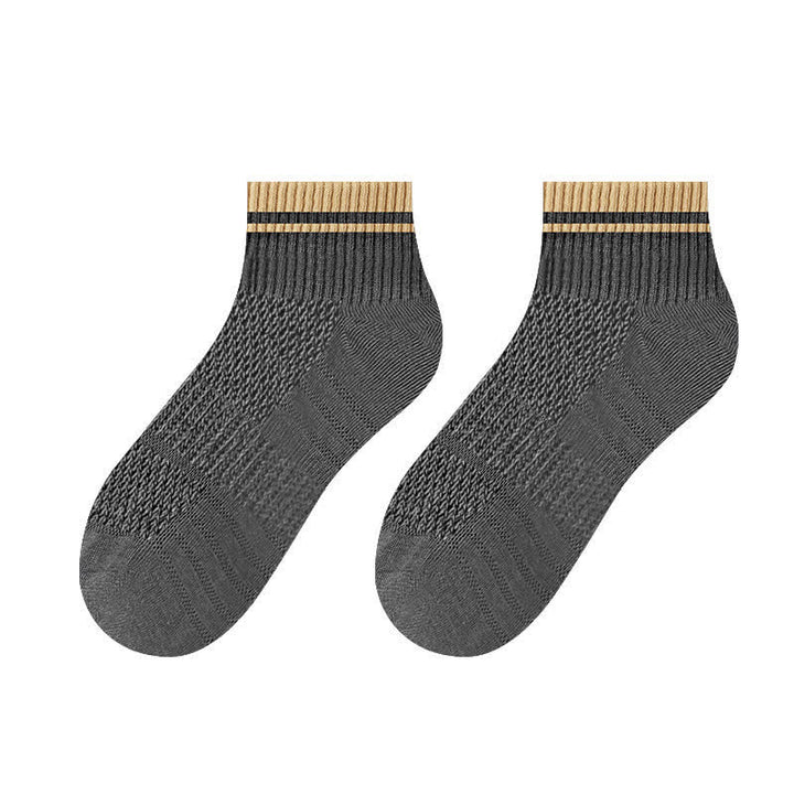 Men's Mesh Ribbed Design Thin Summer Short Socks - Dark Gray - 6 Pairs - One Size (US 7 - US 9.5) - image 2