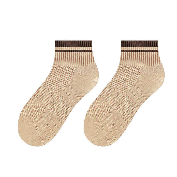 Men's Mesh Ribbed Design Thin Summer Short Socks - Camel - 6 Pairs - One Size (US 7 - US 9.5) - image 8