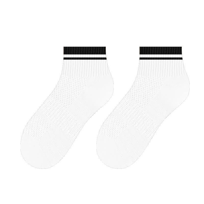 Men's Mesh Ribbed Design Thin Summer Short Socks - White - 6 Pairs - One Size (US 7 - US 9.5) - image 4
