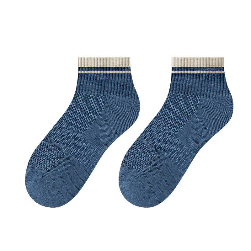 Men's Mesh Ribbed Design Thin Summer Short Socks - Blue - 6 Pairs - One Size (US 7 - US 9.5) - image 13