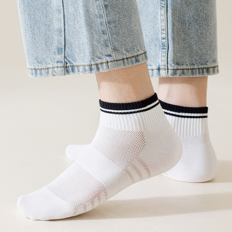Men's Mesh Ribbed Design Thin Summer Short Socks